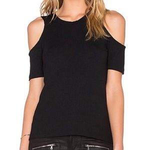 LNA black ribbed cold shoulder teeshirt, Size S